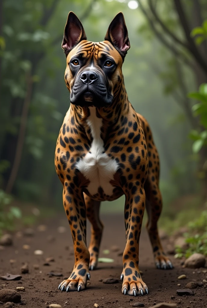 Brazilian Fila Dog with brindle head and spotted body