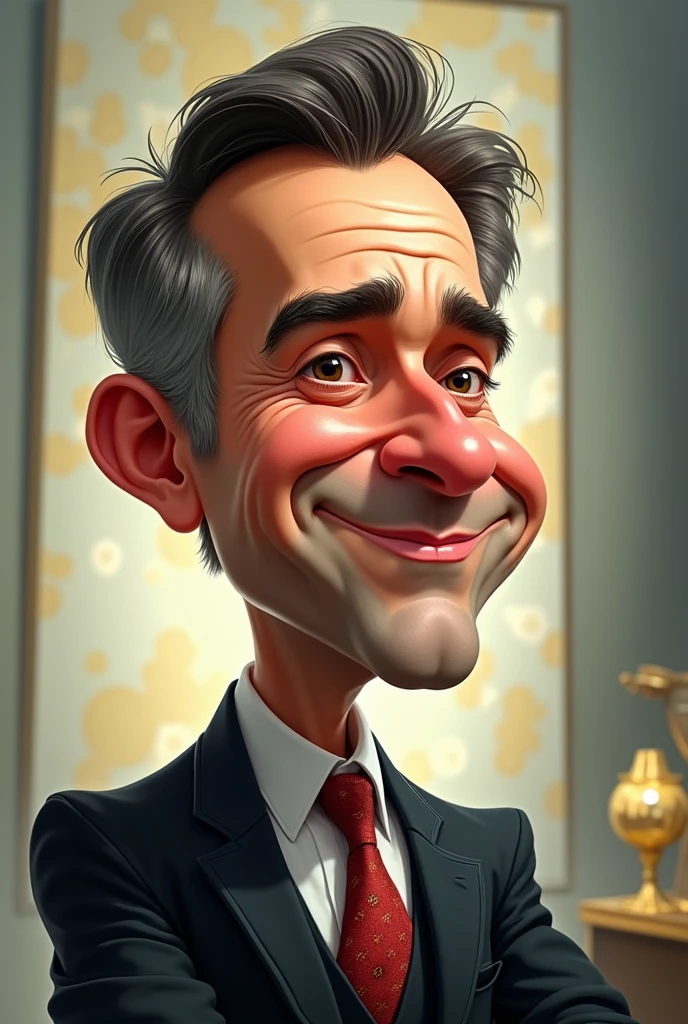 Caricature of a successful semi-jewelry entrepreneur based on my photo