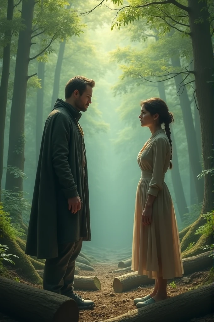 Woman surprises man from the future in the woods