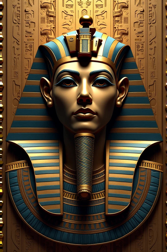 Make a coat of arms with the face of ancient egypt civilization animation with pharaoh
