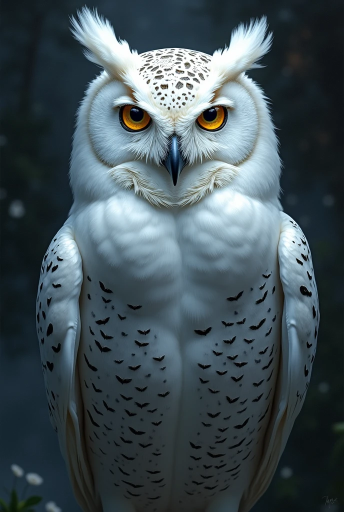 a white owl with black effects giving the image of transcendental
