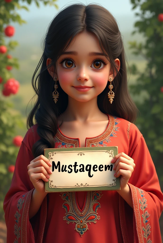 Pakistani girl with name mustaqeem in her hand