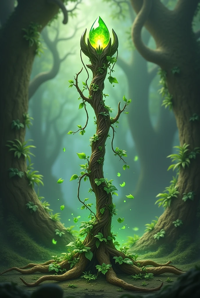 Herb Staff: A staff that can summon plants to attack or defend itself, like roots that trap enemies.