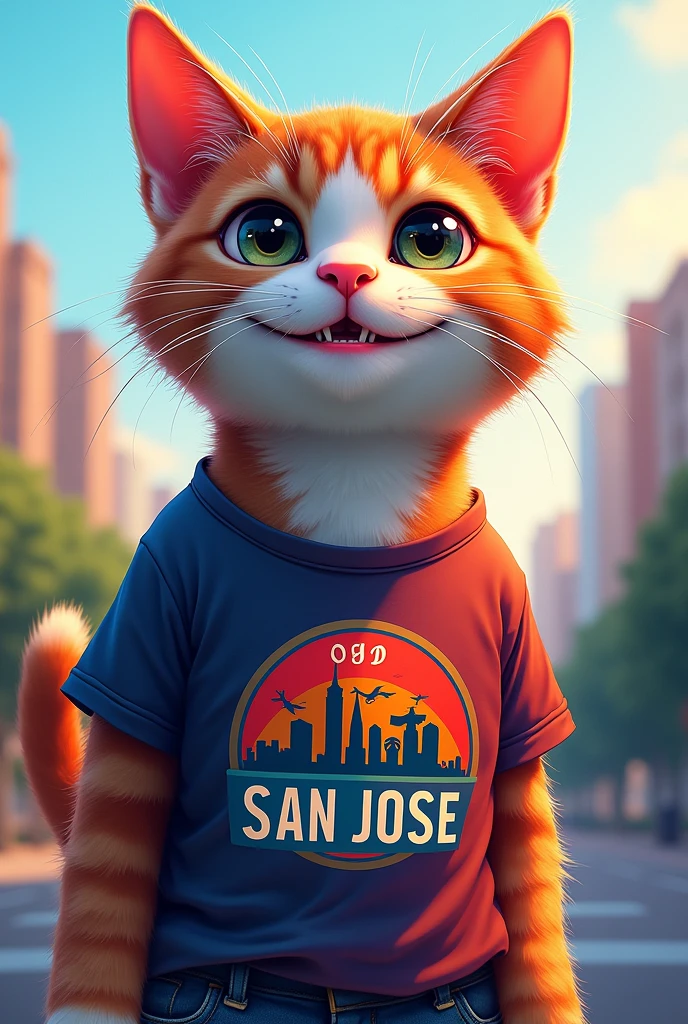 A cat with a San Jose shirt