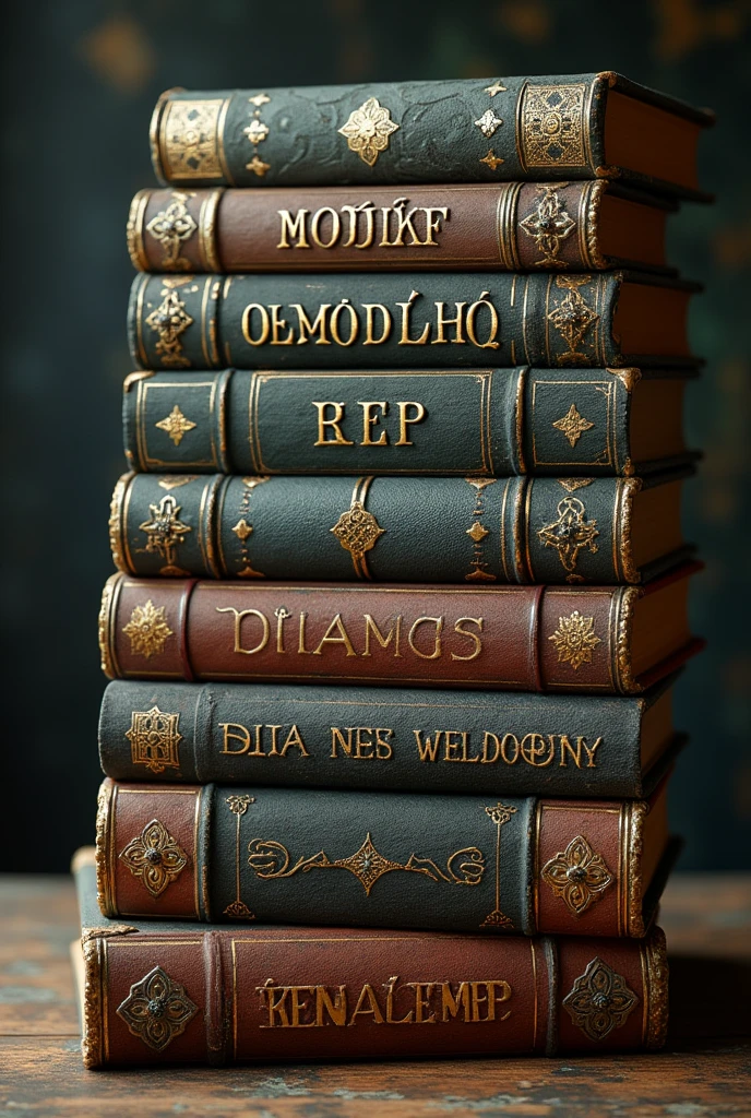 Spanish language cover with stacked books