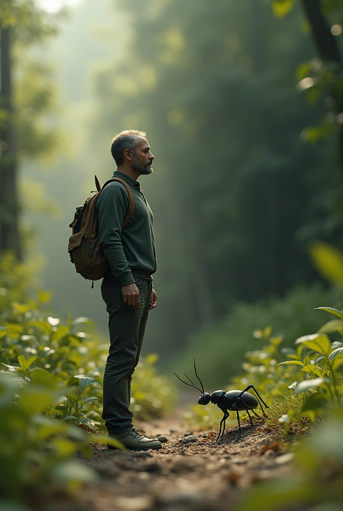 A man shrinking to the size of an insect