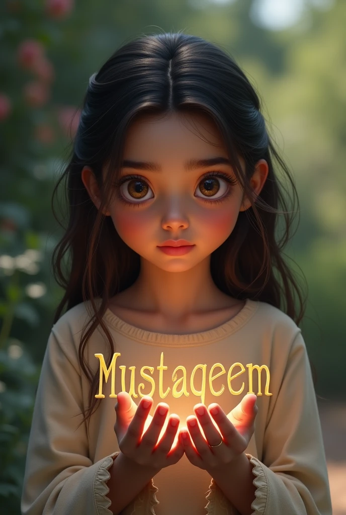 Real Pakistani girl with name mustaqeem in her hand