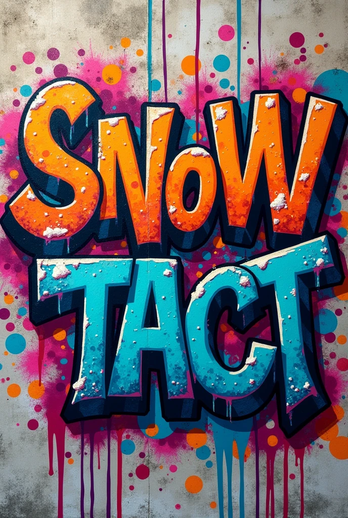 write the word "SNOW TACT" Graffiti style with lots of colors
