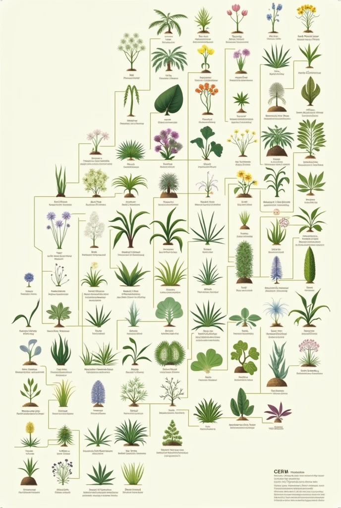 Create a small cladogram about plants, make small