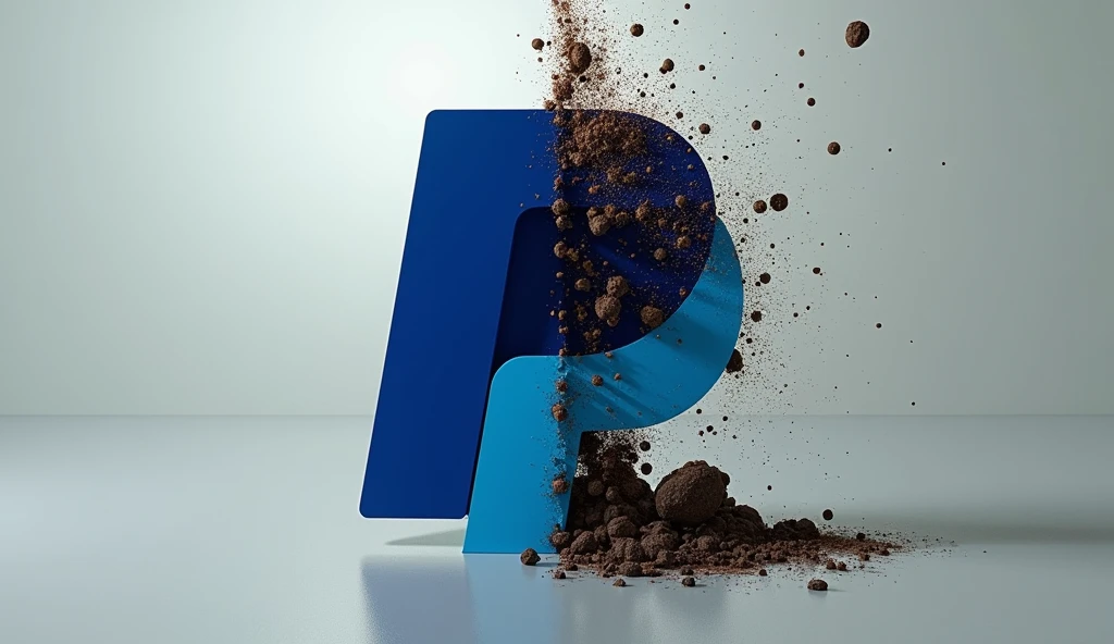 PayPal logo, half clean and half dirty and toxic