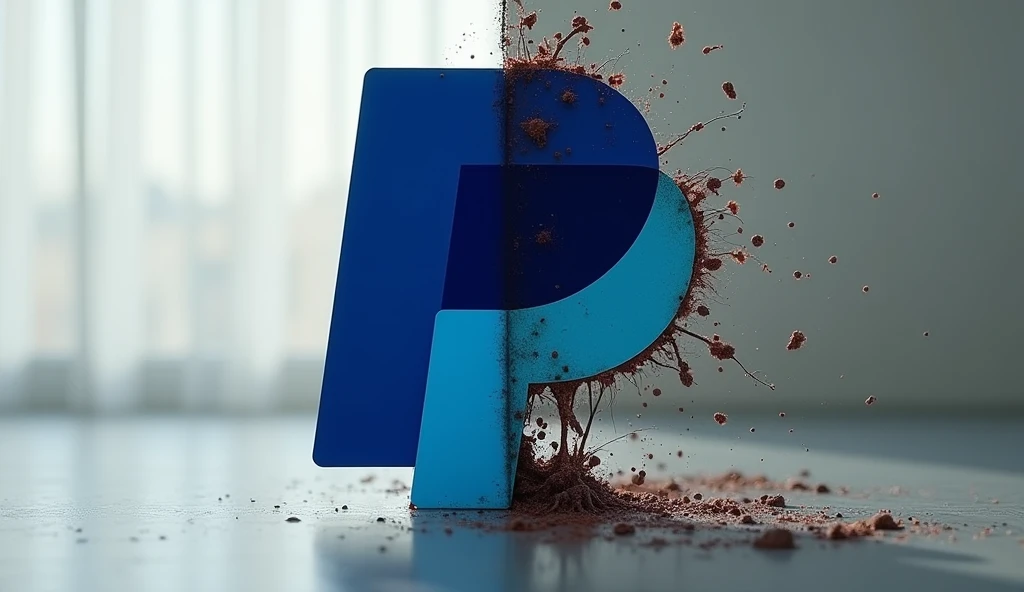 PayPal logo, half clean and half dirty and toxic