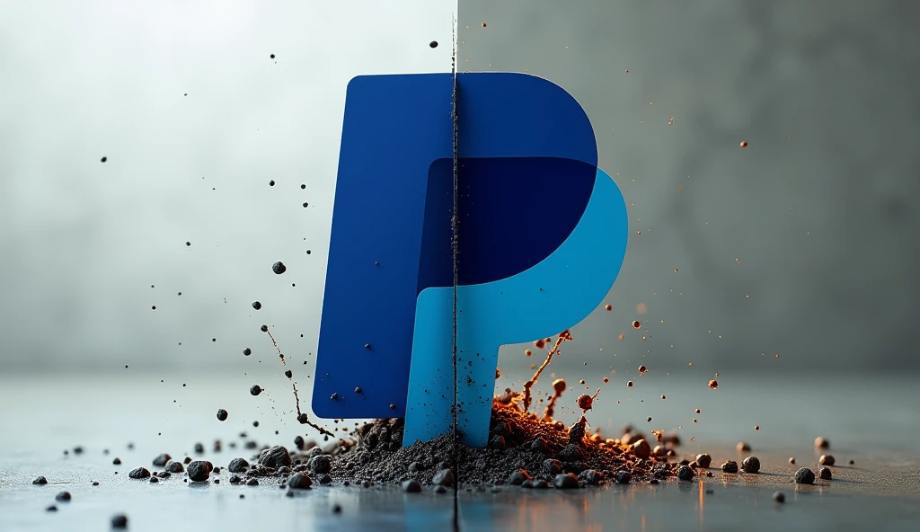 PayPal logo, half clean and half dirty and toxic