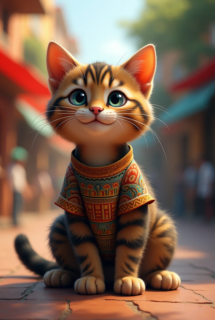 A cat wearing a San Jose de Oruro t-shirt