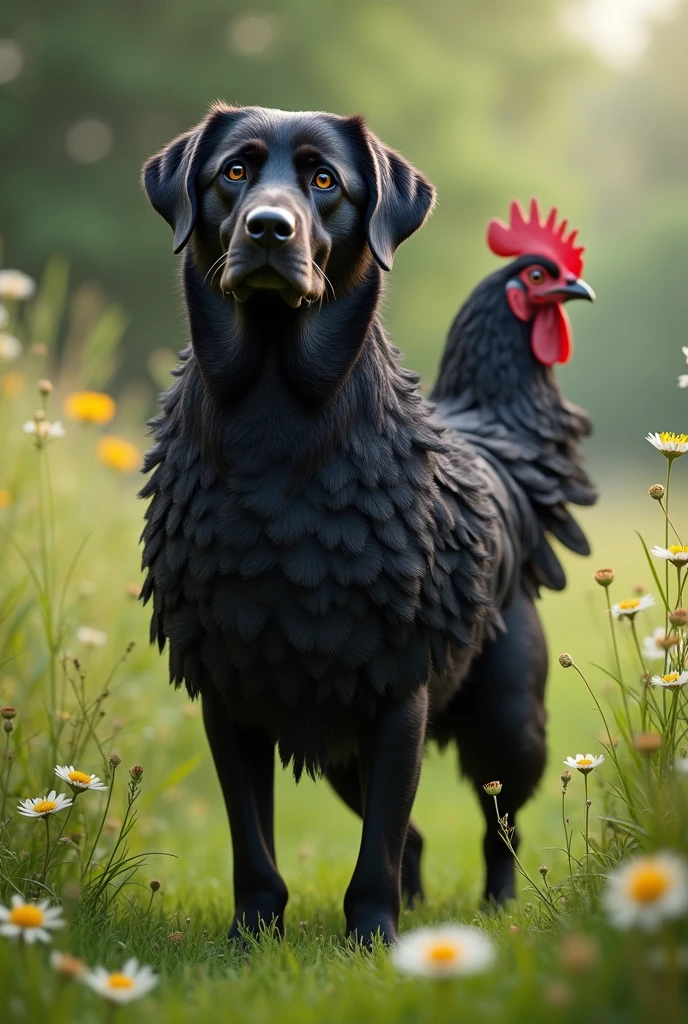 Black Labrador Retriever with Chicken Body
