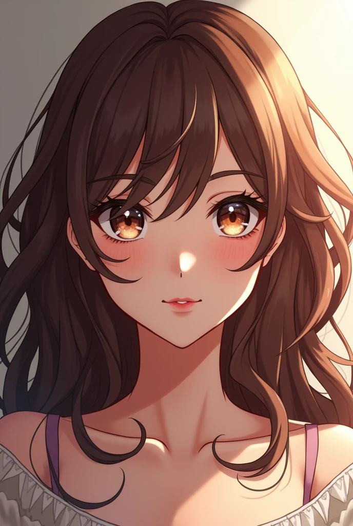 Bold brown haired anime woman
