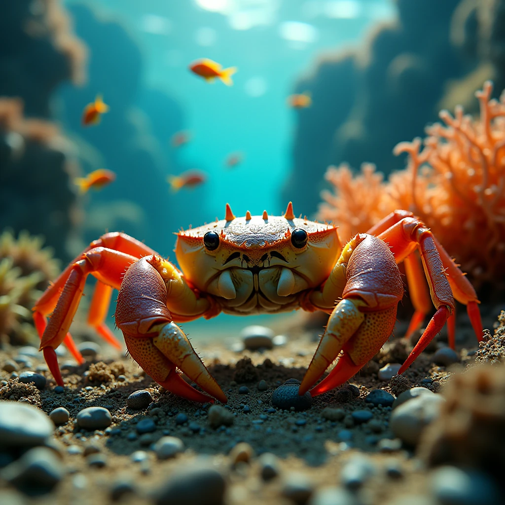 A beautiful, vibrant and realistic photo of a Crab in its natural habitat.