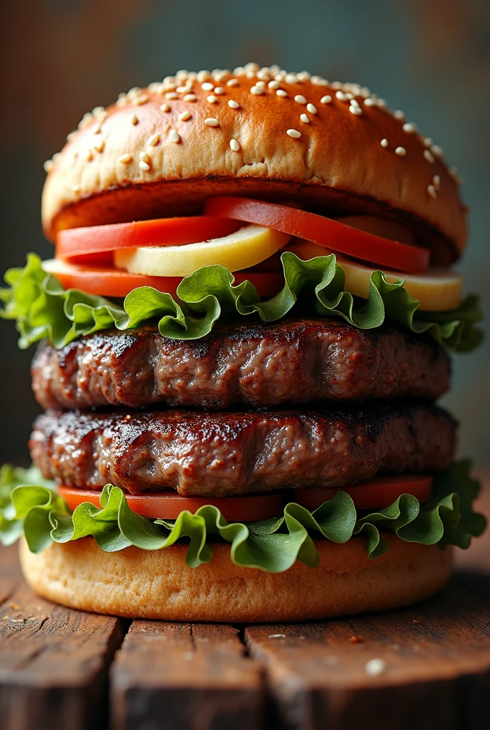 Burger logo with a very big steak inside 70s without inscriptions