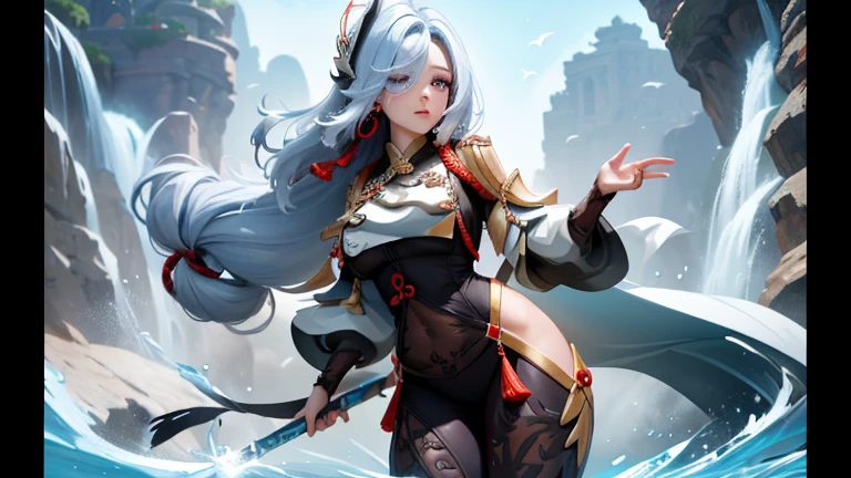 high quality,HD,16K,Sharp Line,1 Girl,fantasy, （Fire Spirits）,Pretty Face, Large Breasts, Beautiful legs,In the water,Focus Girl,detailed Pretty Face,Detailed clothes,beautiful eyes,Cool,Sexy,Dynamic Angle,穿着华服的神明Strike a pose拍照, Ancient mysterious sexy goddess, Traditional beauty woman, Beautiful female warrior god of war , Beautiful sexy goddess, Gorgeous role-playing, high, Beautiful young girl, Beautiful woman, 华丽Beautiful woman, Complex clothing,Chinese Mystical Aesthetics, Beautiful goddess ancient mysterious girl, Extremely detailed shot of the goddess, Jaw-dropping sexy beauty, Big breasts deep neckline sexy belly button（butt), (bedroom), (Sexy Girls), masterpiece, best quality, Bangs, blush, Chest, clavicle, Eyebrows visible through hair, (Ombre gold hair), Jewelry, Long hair,Bright Eyes, ring, (solitary), illustration, fashionable, miss, Strike a pose, background, element, confident, Express, Accessories, majestic, striking, key point, Dynamic poses, ((plump)), (purple))Woman in transparent dress,Viewer,(((Full breasts, Keeley University))),Slim waist,(Navel exposed,Bare waist), Long hair, extreme detailed details, 详细的fantasy艺术, Stunning character art, Beautiful and exquisite character art, Beautiful transparent dress, Very detailed, Large Breasts，Chest，Golden ratio figure，Beautiful figure，Ultra wide-angle shooting，Full body shot拍摄，Body close-up，Full body shot，Wearing a pleated tulle skirt，柔和动漫illustration, 柔和的深色background，Fujifilm XT3 Clear focus, f 5.6, High Detail, Clear focus,(Wearing openwork clothing),, (Natural light), (Tempting)translucent, Good velvet quality, Compared, Divine Light,, Silver hair, 夜空background, Absolute Strength,Female Shinmei，穿着性感丝绸的Female Shinmei,，Large Breasts，Chest，Golden ratio figure，Beautiful figure，Ultra wide-angle shooting，Full body shot，Body close-up，Full body shot， Wearing a tulle dress, Model shooting style, Large Breasts，饱满Chest，Golden ratio figure，Beautiful figure，(Extremely detailed CG 8k wallpaper unit), The most beautiful artistic photos in the world, , 8K 超HD, ) ，Sexy姿态，Sexy表情，best quality,masterpiece,Ultra-high resolution,(Practical:1.4),original photo,Ultra-high resolution