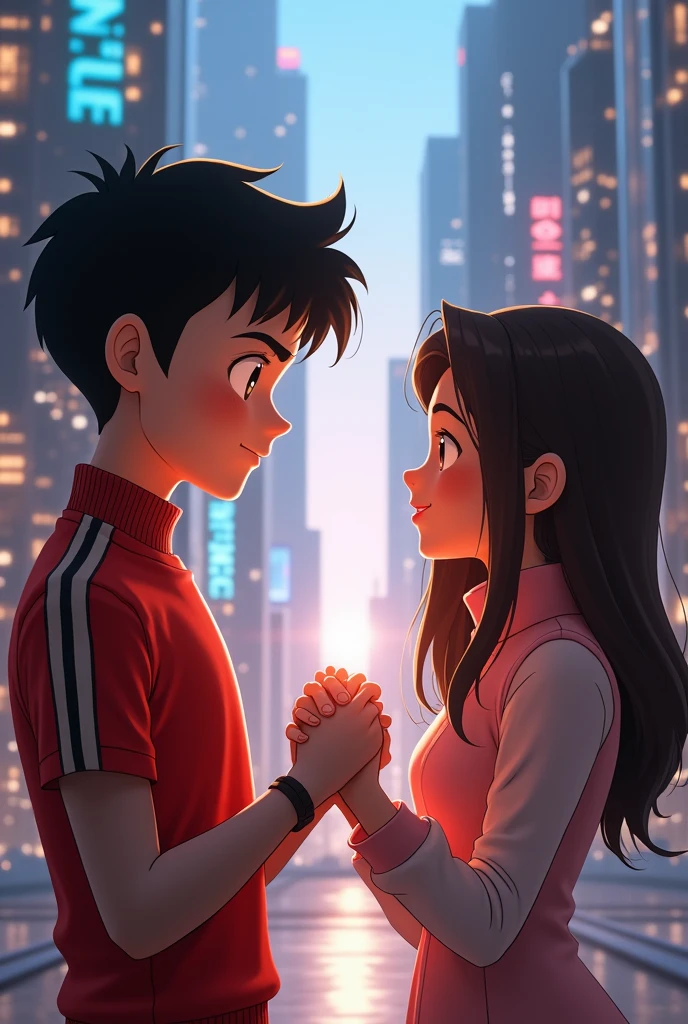 the character toby tenma from the film astro boy. Toby tenma holdings his girlfriends hand