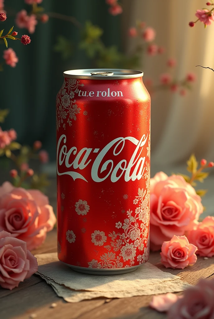 Coca Cola in a can with a design inspired by the artistic movement of romanticism 