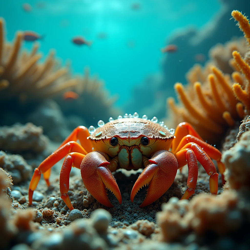 A beautiful, vibrant and realistic photo of a Crab in its natural habitat.