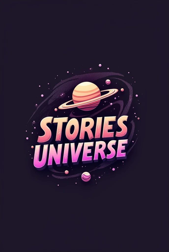 Create logo of Stories Universe, that has world and the stories universe is written on it , STORIES UNIVERSE written on galaxy and planet in slide way, make it simple in brown and purple neon color , in that picture add stories universe in capital letter as logo, make it more classy funky and less colourful , write stories universe in all capital letter, make it more variation like this one