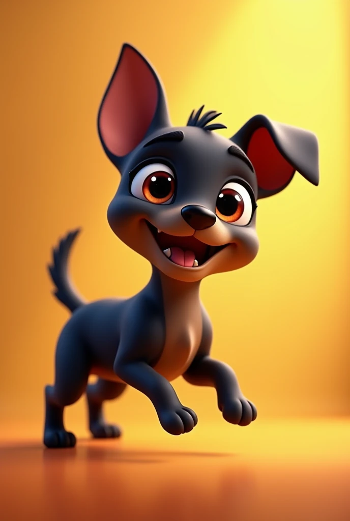 a small, black, animated dog