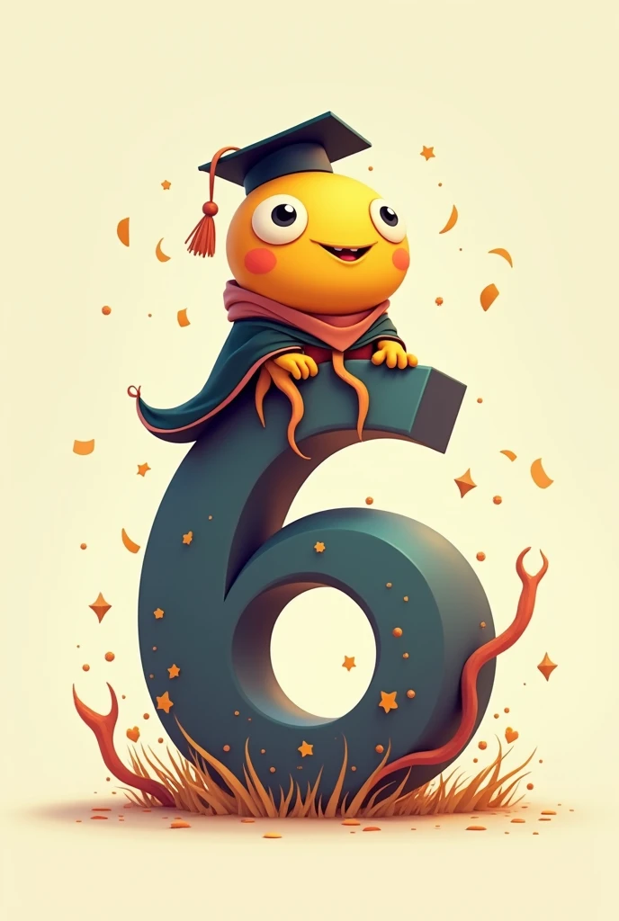Flork graduate sitting on number 6