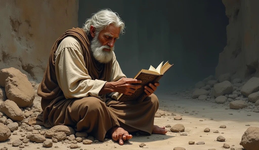 Image of Job from the Bible with the book