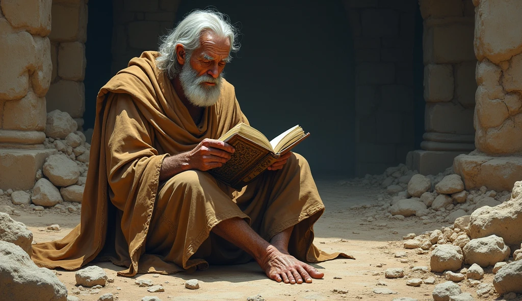 Image of Job from the Bible with the book