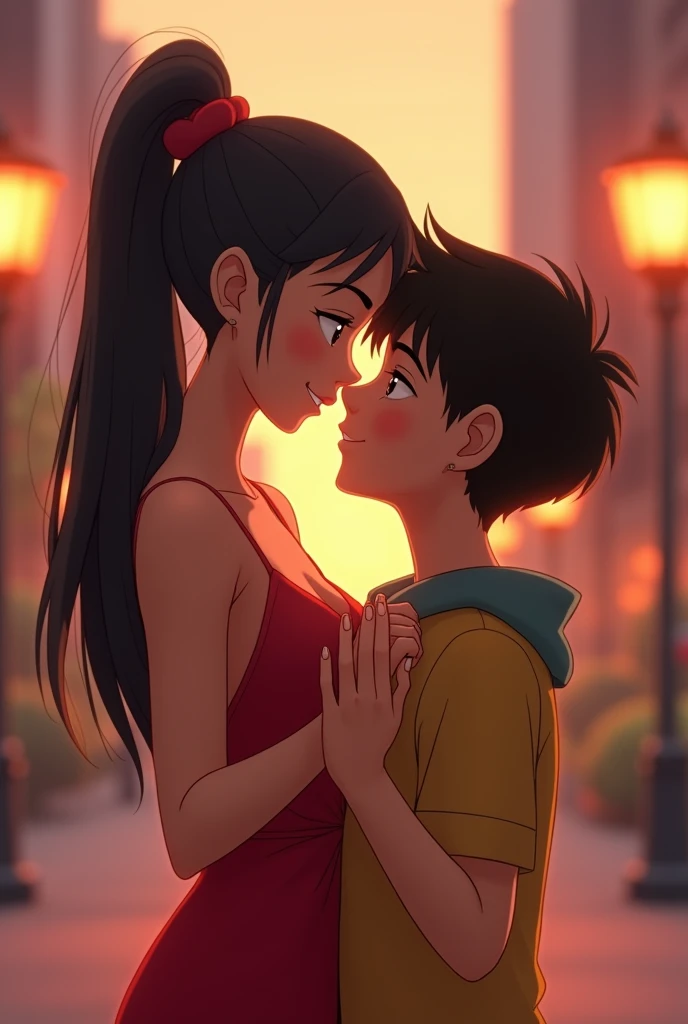 the character toby tenma from the film astro boy. Toby tenma holdings his girlfriends hand while kissing