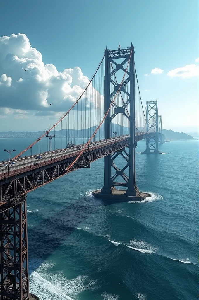 A car girder bridge crossing the Atlantic Ocean