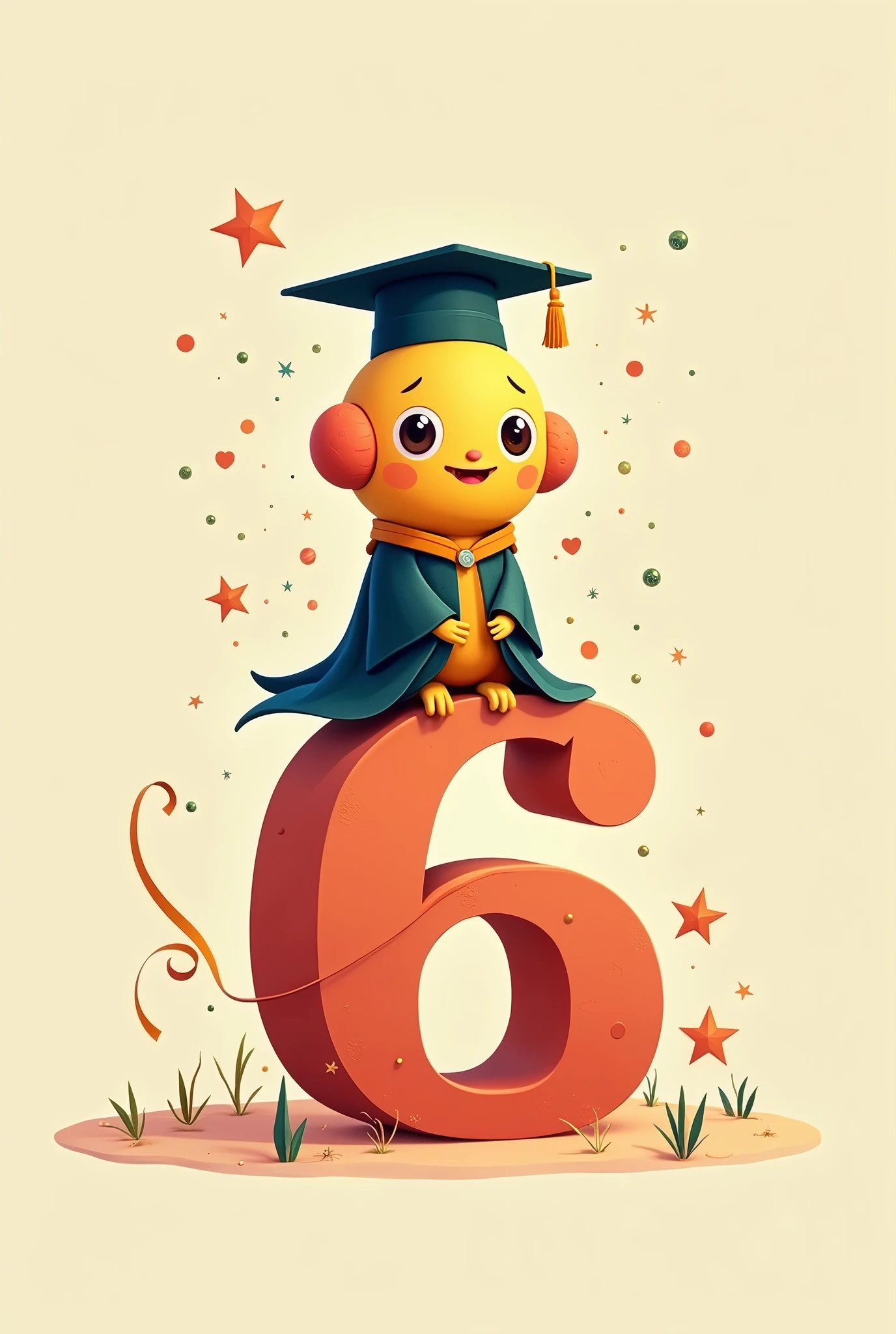 Flork graduate sitting on number 6