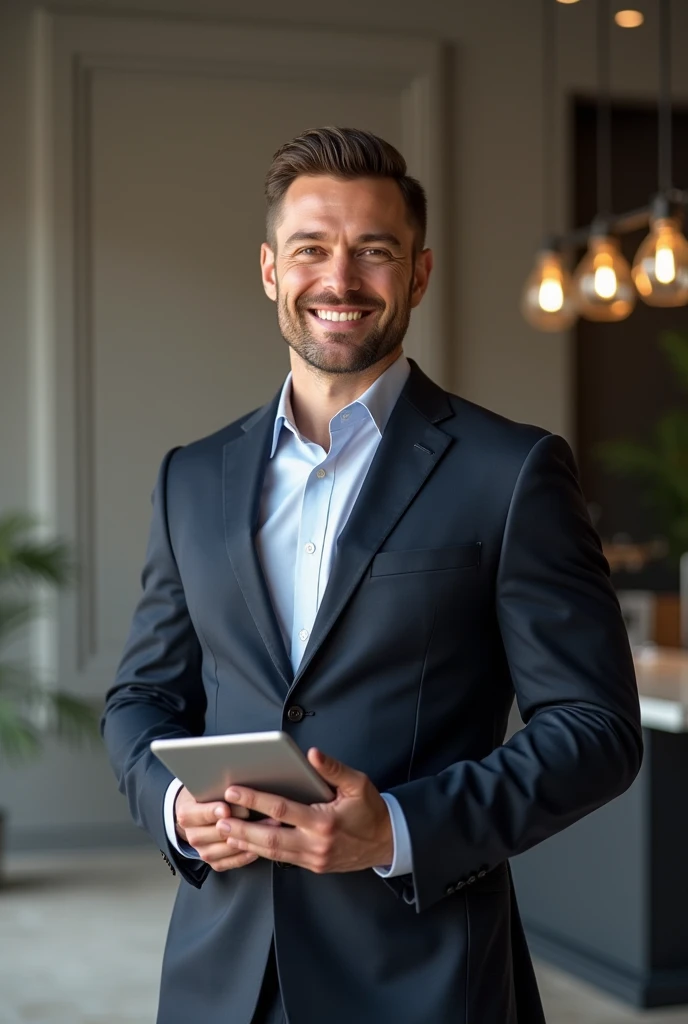 create a male real estate agent to insert into the digital card
