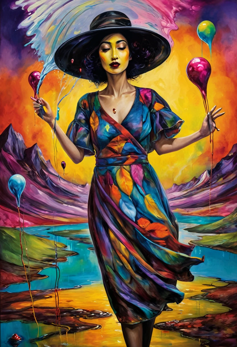 (Artistic Masterpiece of Romantic Life) ( (Themed Art of Life) ( (Conceptual Art) (NFT Exclusive) (Fauvism Work) ()”) Where visual poetry transcends traditional boundaries and embraces the dynamic interplay between creativity and technology Takes),dripping paint,darkart,style, in the style of esao andrews