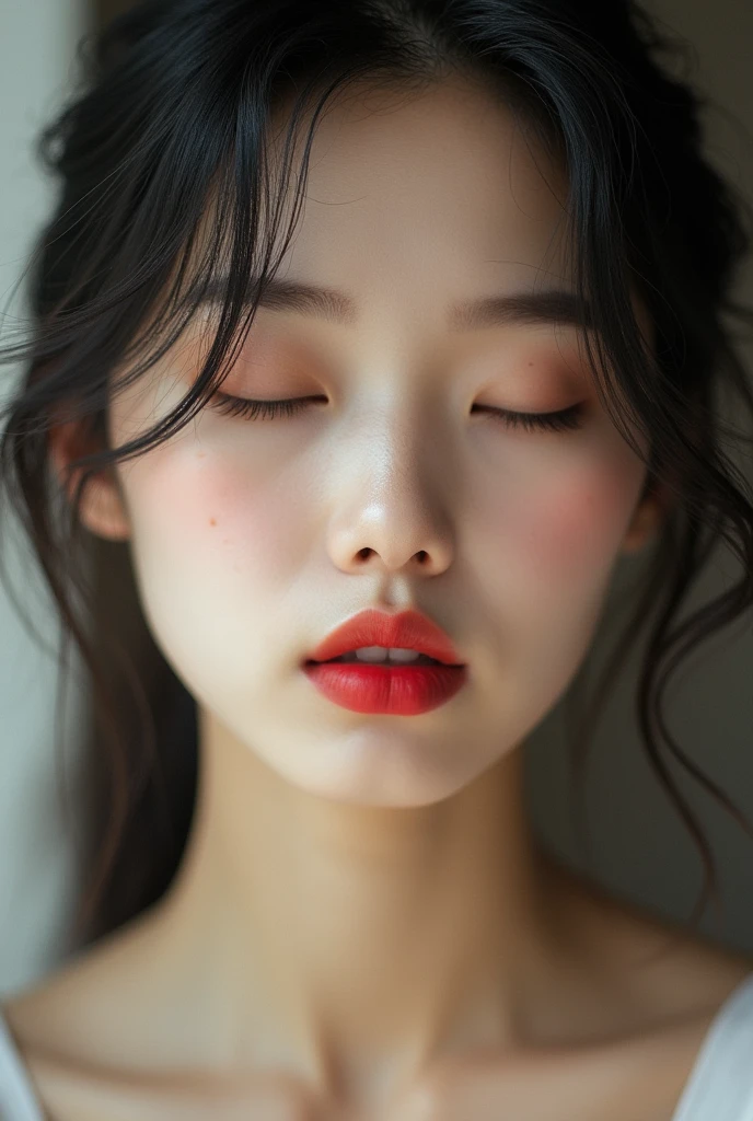 Beautiful girl korea sexy lipstik eye close up