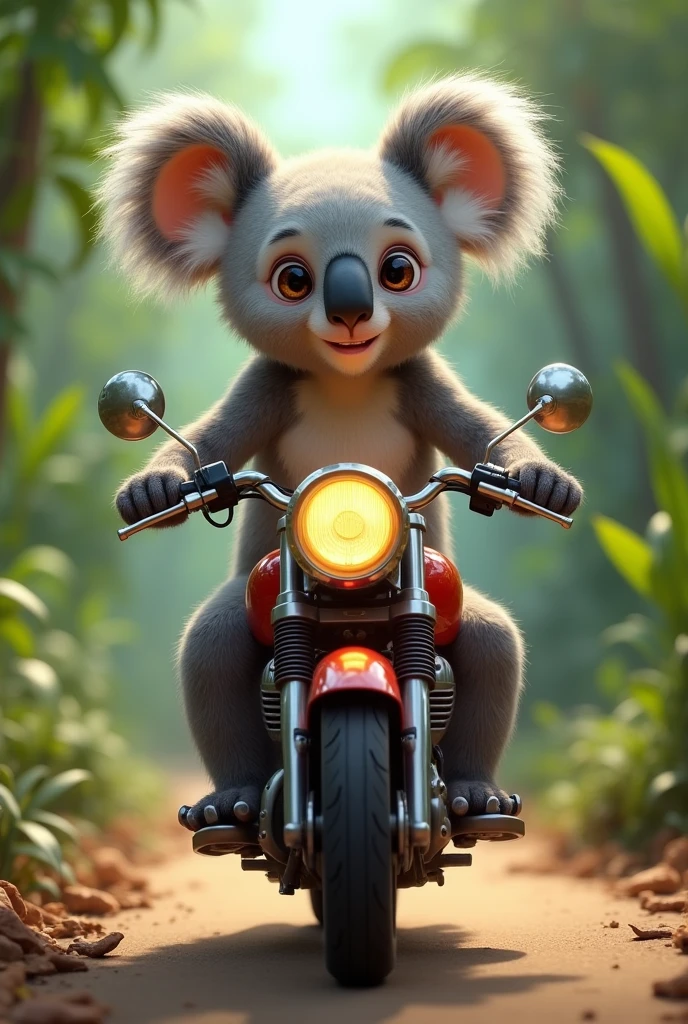 Koala chevauchant derrière un singe sur une moto