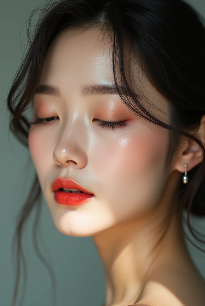 Beautiful girl korea sexy lipstik eye close up