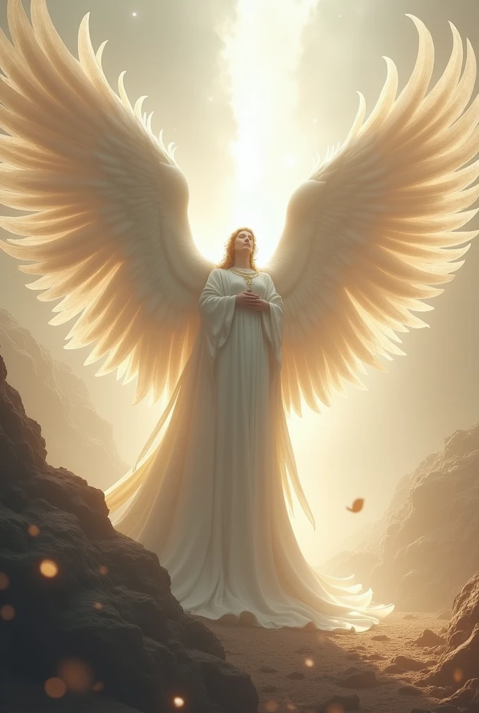 Large form: The angel Gabriel has a very large form.
Spreading wings: The Angel Gabriel's wings spread out to cover the horizon.
White regalia: The Angel Gabriel's regalia is white like dissolving pearls.
Beautiful appearance: The angel Gabriel has a very beautiful and beautiful appearance.
Tremendous power: The angel Gabriel has tremendous power full of miracles