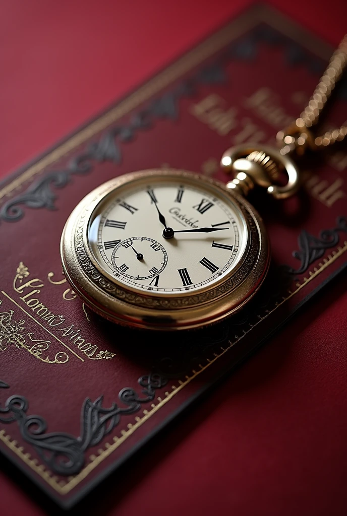 Wedding invitation with the idea of a pocket watch, royal color with time at 10:10