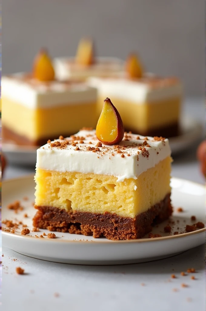 Create a square-cut white chocolate brownie with passion fruit brigadeiro frosting