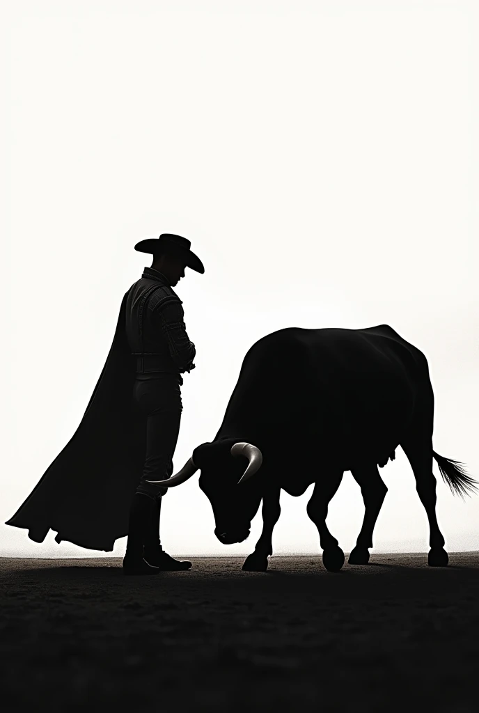 Silhouette of bullfighter with bull

