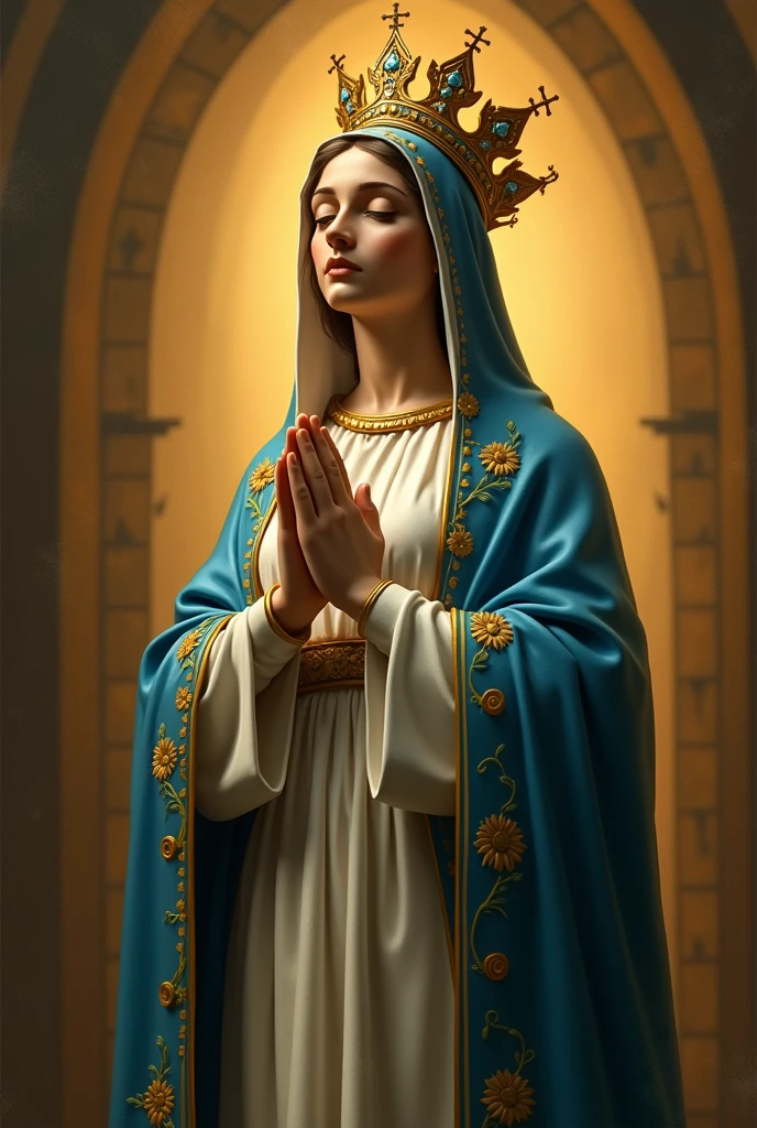 Create an image depicting Our Lady of Aparecida, patron saint of Brazil.