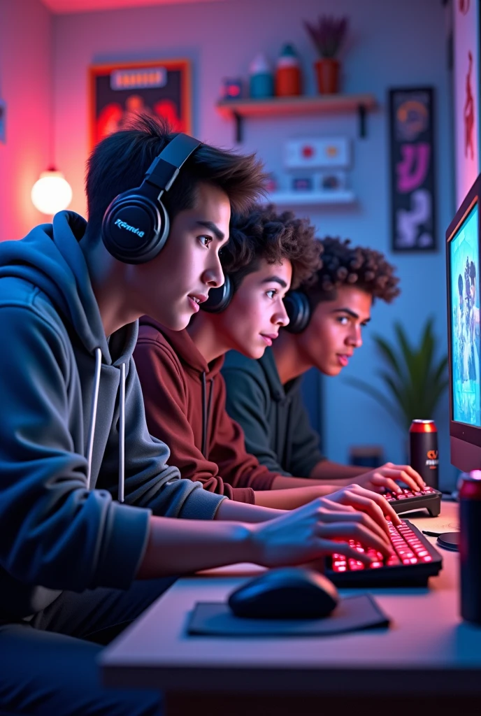Create image for group where we play fortnite on play and we are 3 male members