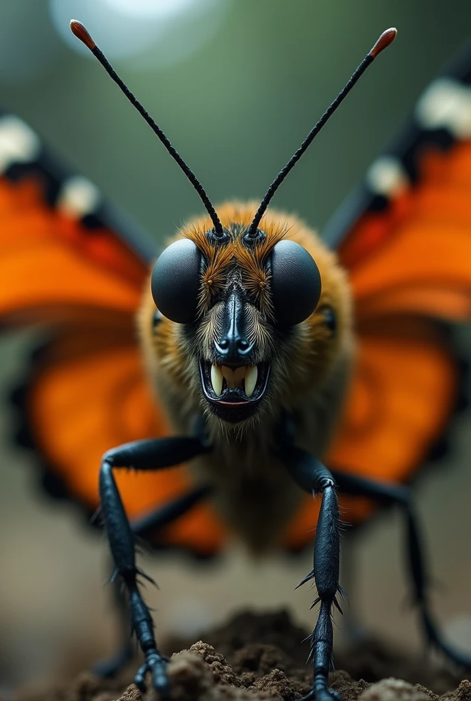 Butterfly showing its teeth in anger