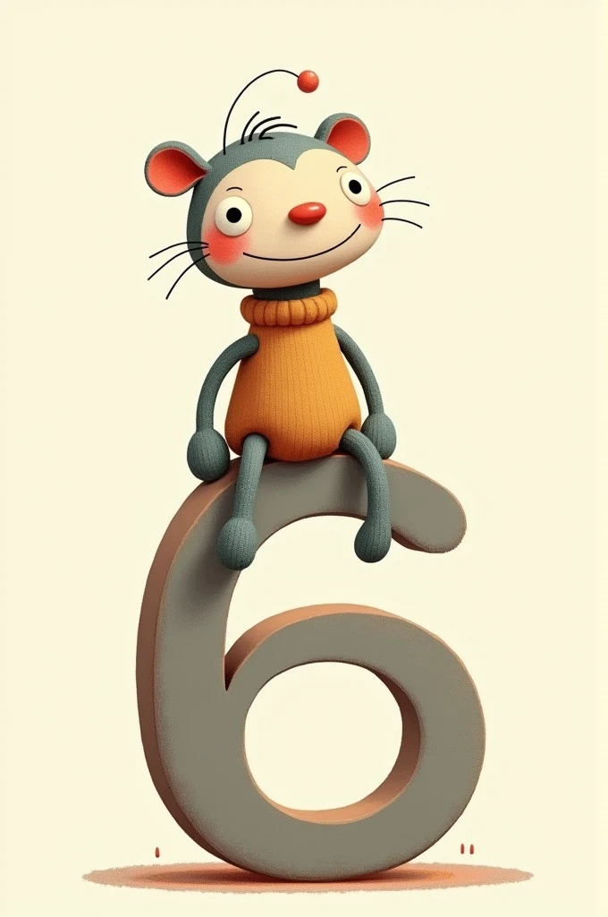  the drawing of a sock puppet sitting on top of the number 6