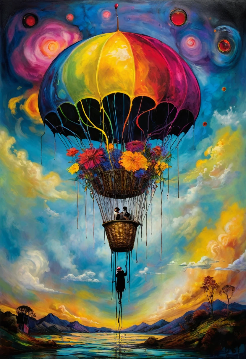 (Artistic Masterpiece of Romantic Life) ( (Themed Art of Life) ( (Conceptual Art) (NFT Exclusive) (Fauvism Work) ()”) Where visual poetry transcends traditional boundaries and embraces the dynamic interplay between creativity and technology Takes),dripping paint,darkart,style, in the style of esao andrews