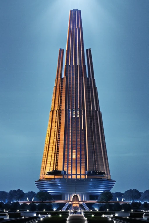 Temple of Iblis, the frightening temple of Iblis in space, place of ascension of bloody sacrifices of aliens, huge tower of alien cult, towering in the middle of an alien forest
