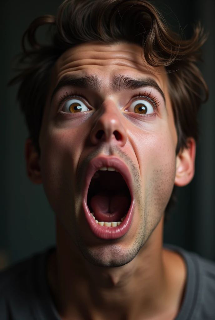a person being surprised by something, face of astonishment