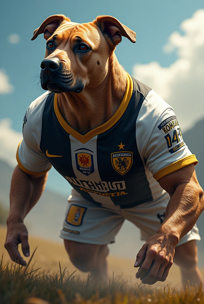 Create a muscular dog with the Botafogo rj shirt